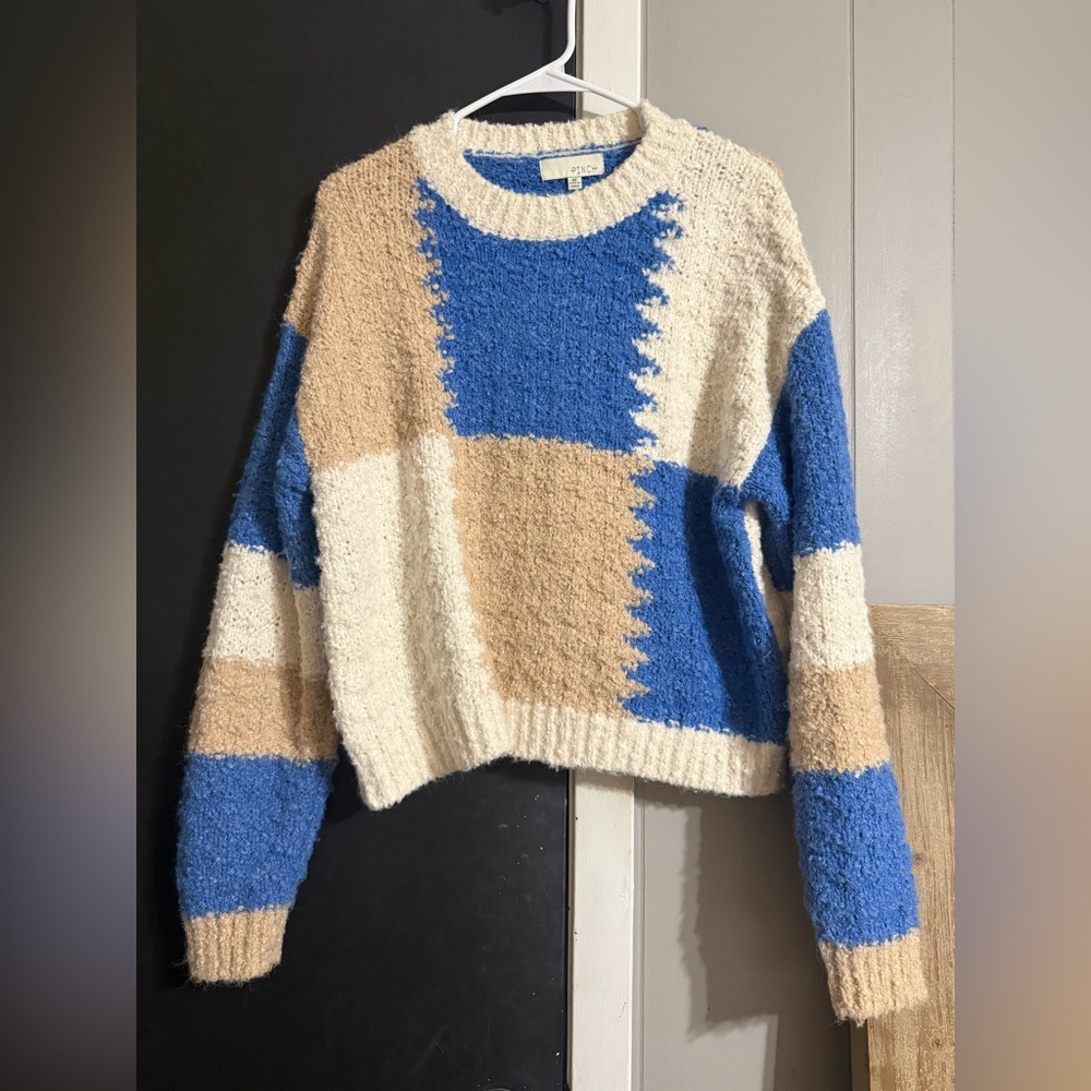 Pinch Colorblock Sweater - Blue, Cream, and Tan